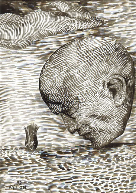 Head & Seed, 1992, ink on paper, 11.5" x 8.25" approx.